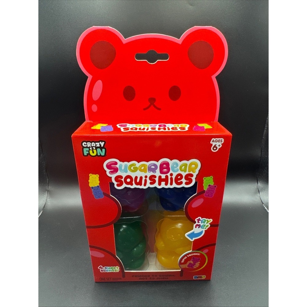Crazy Fun Sugar Bear Squishies 4 Pack Scented Gummy Bear Toys Age 6+ RMS 9211273